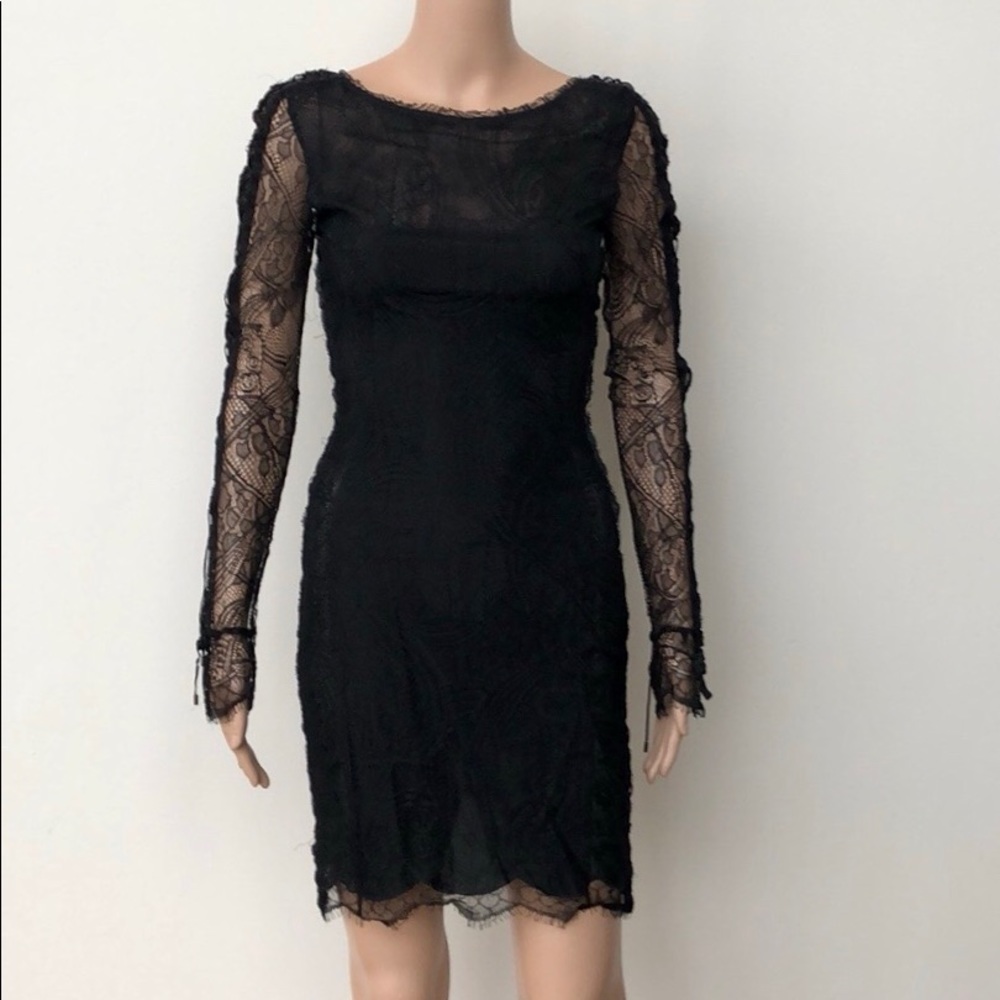 Emilio Pucci Black Lace Long Sleeve Dress